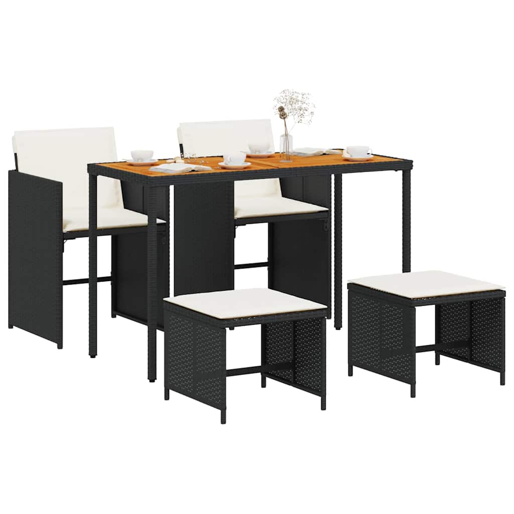 Ensemble à manger de jardin coussins 5pcs Noir Résine tressée - XIOS