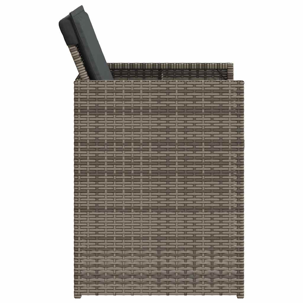 Ensemble à manger de jardin 5 pcs coussins gris résine tressée - XIOS