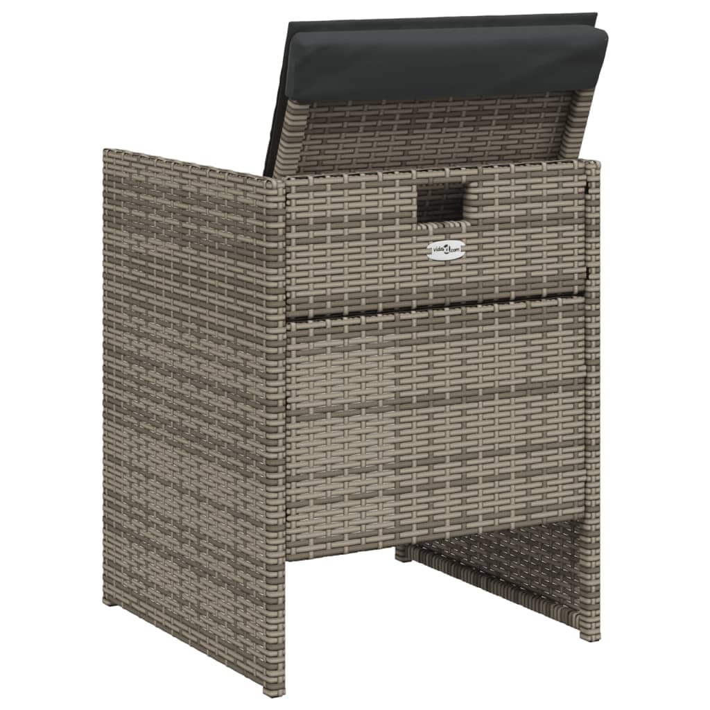 Ensemble à manger de jardin 5 pcs coussins gris résine tressée - XIOS
