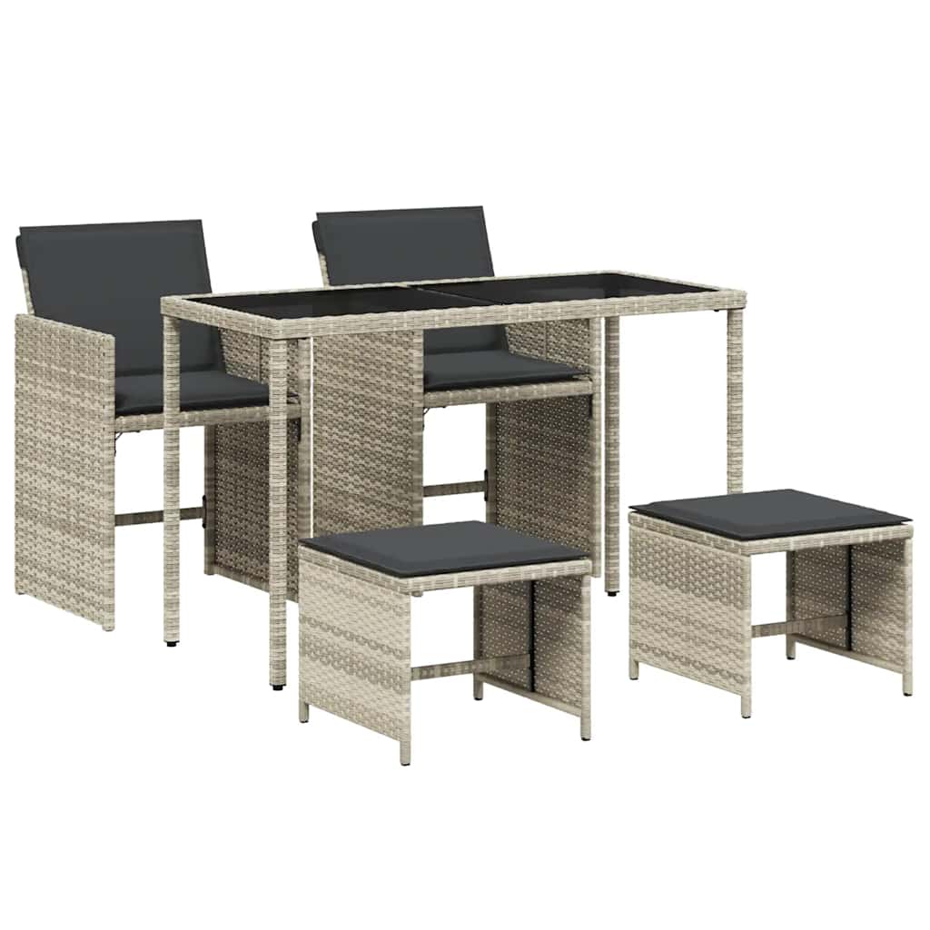 Ensemble à manger de jardin et coussins 5 pcs gris clair rotin - XIOS