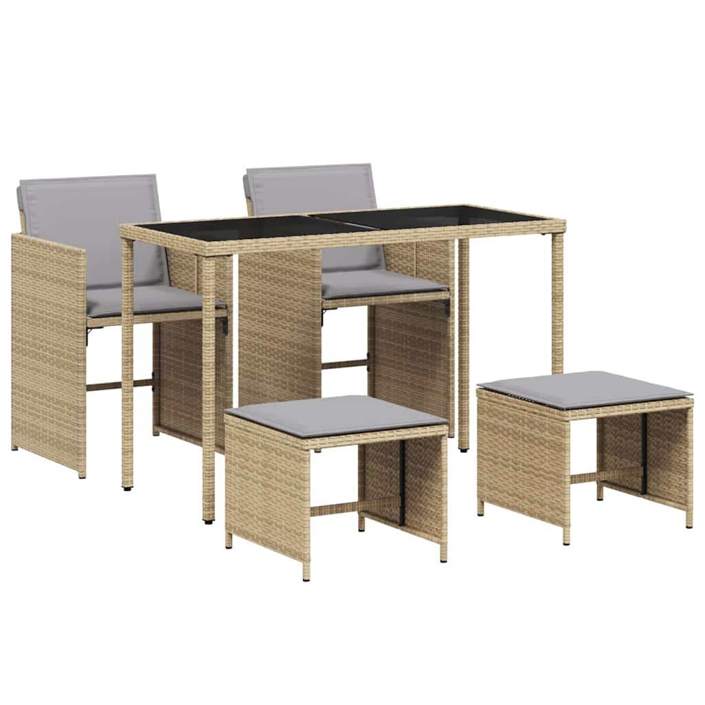 Ensemble à manger de jardin coussins 5 pcs mélange beige rotin - XIOS