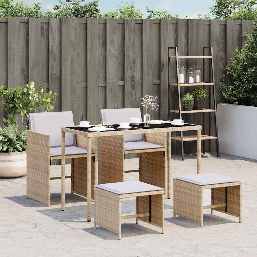 Ensemble à manger de jardin coussins 5 pcs mélange beige rotin - XIOS