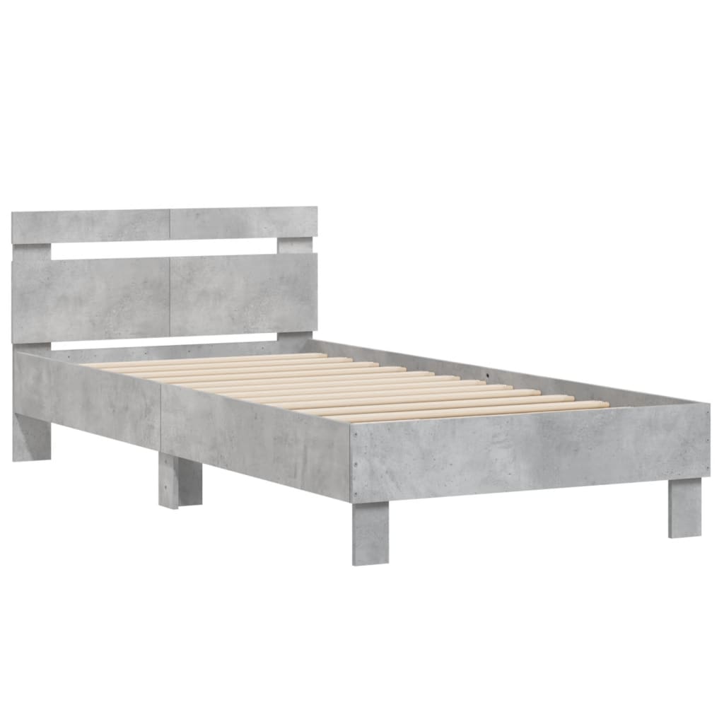 Cadre de lit sans matelas avec tête de lit gris béton 100x200cm - XIOS