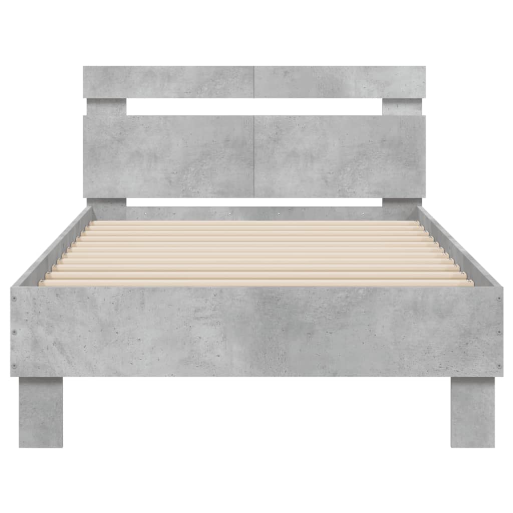 Cadre de lit sans matelas avec tête de lit gris béton 100x200cm - XIOS