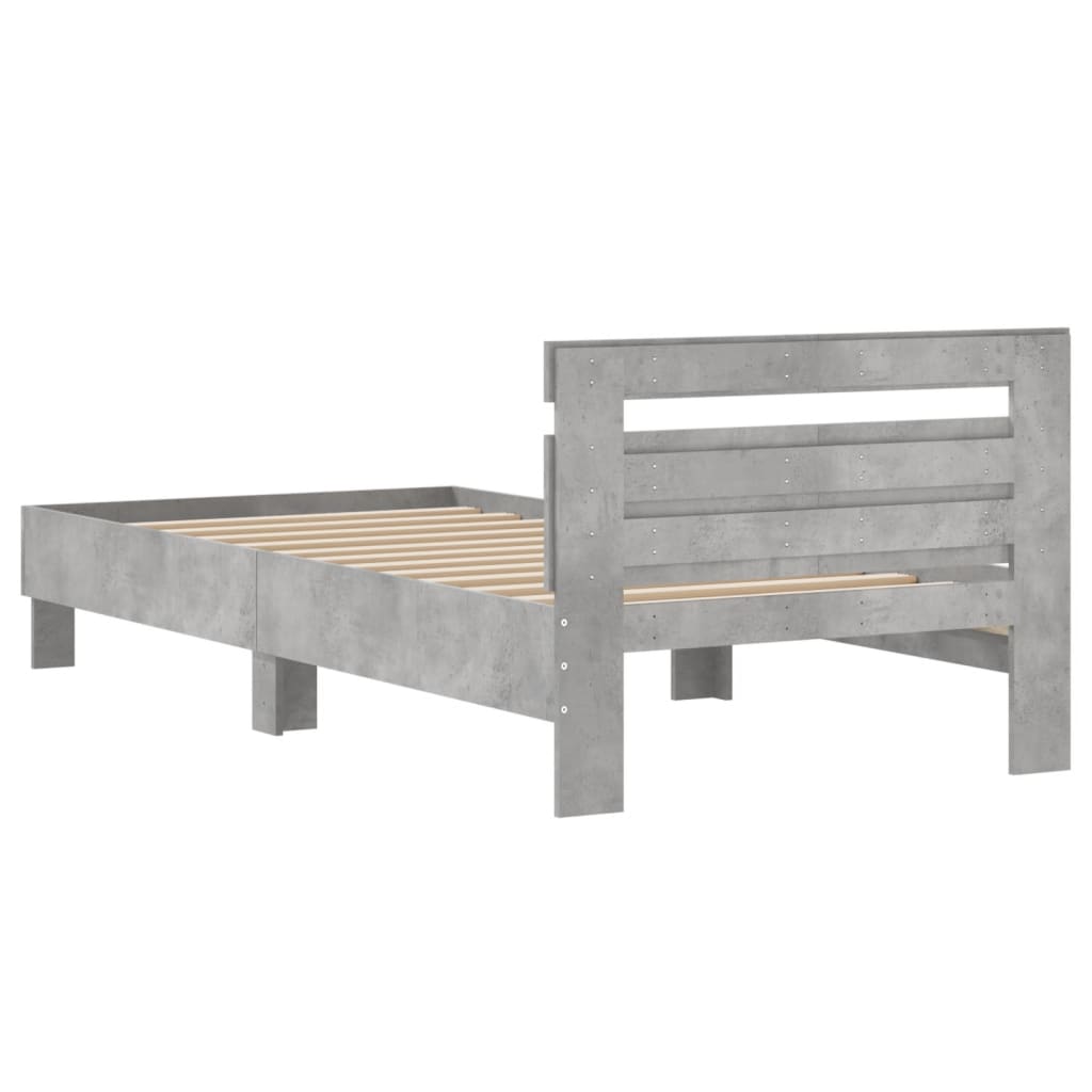 Cadre de lit sans matelas avec tête de lit gris béton 100x200cm - XIOS