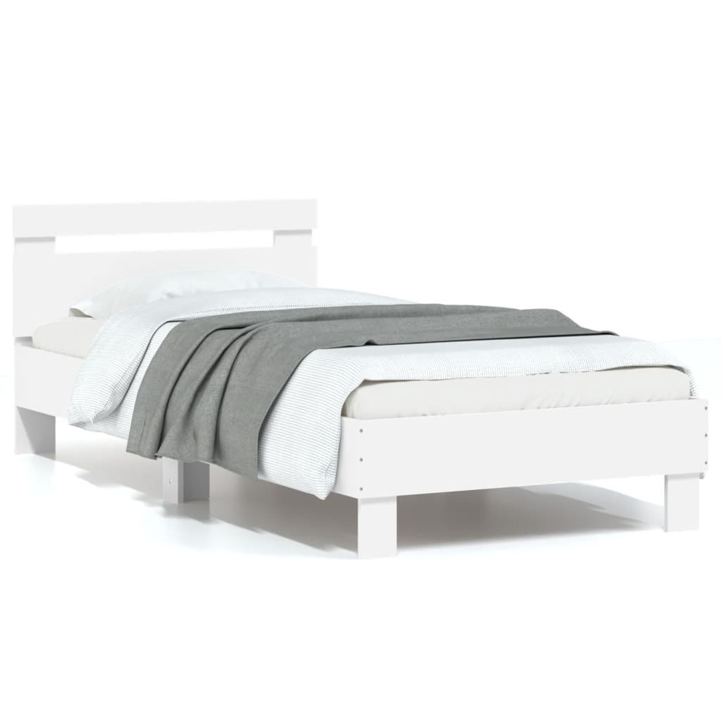 Cadre de lit sans matelas avec tête de lit blanc 90x200 cm - XIOS