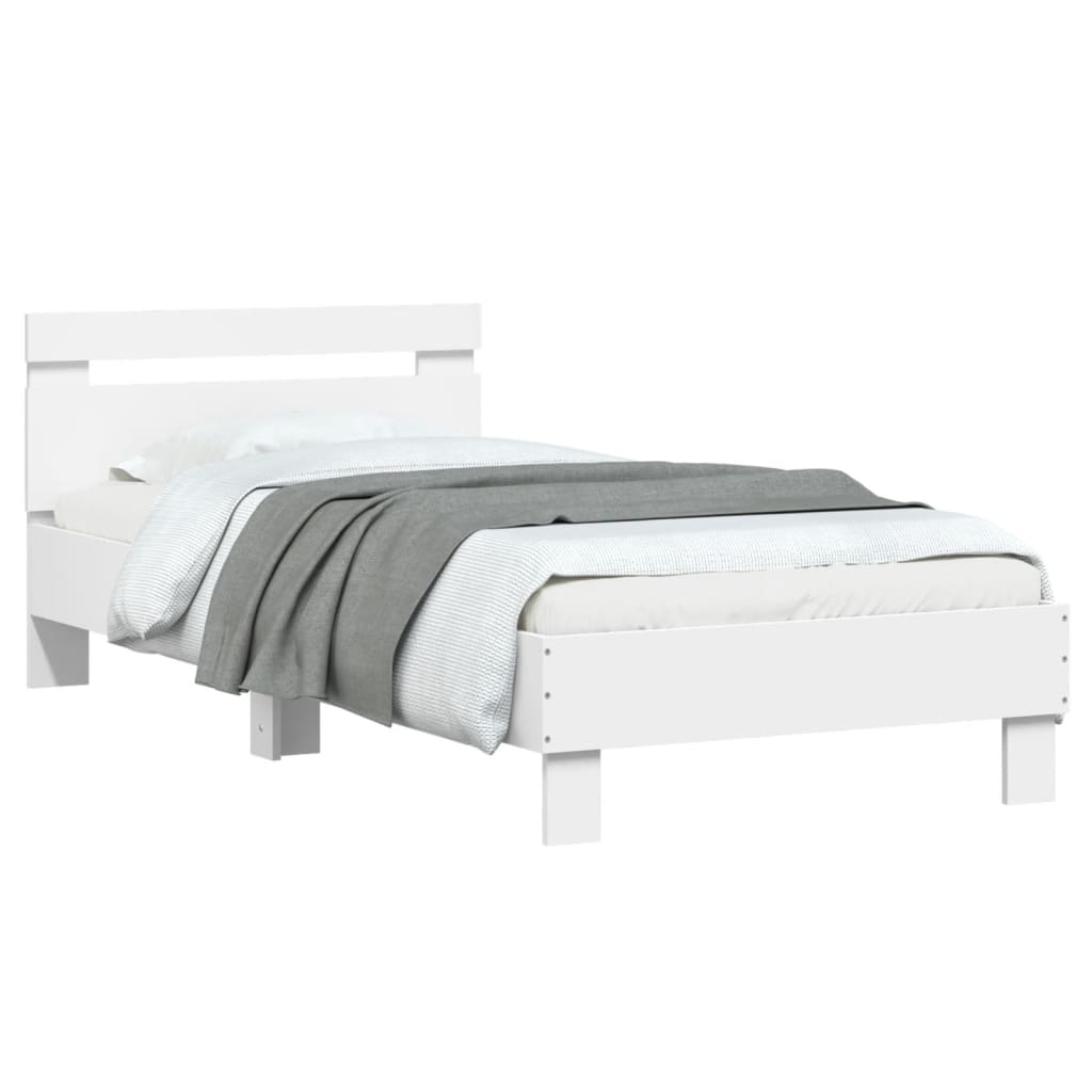 Cadre de lit sans matelas avec tête de lit blanc 90x200 cm - XIOS