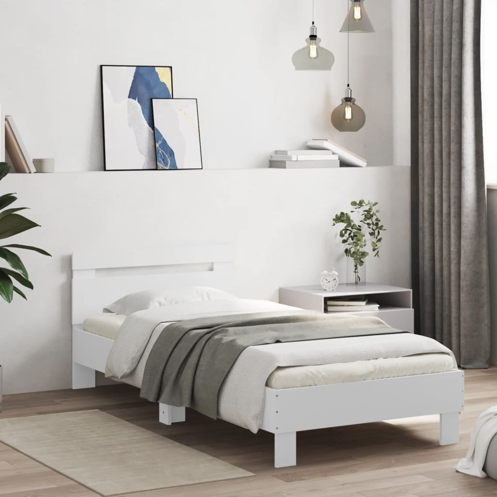 Cadre de lit sans matelas avec tête de lit blanc 90x200 cm - XIOS