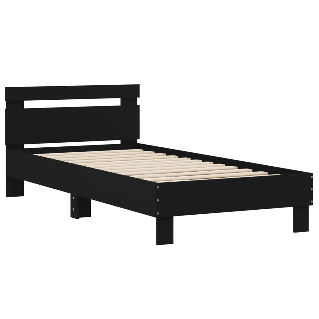 Cadre de lit sans matelas avec tête de lit noir 90x200 cm - XIOS