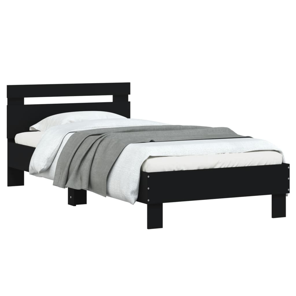 Cadre de lit sans matelas avec tête de lit noir 90x200 cm - XIOS