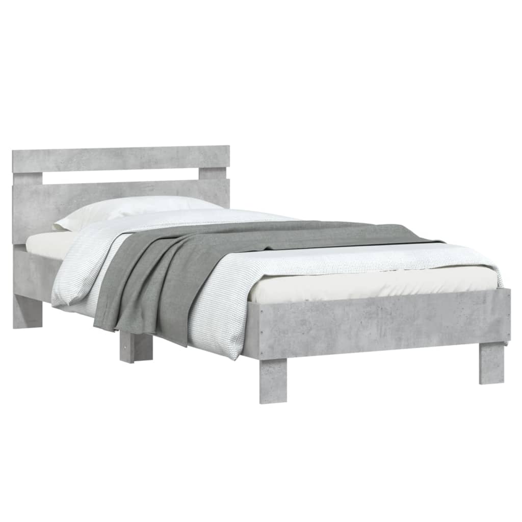 Cadre de lit sans matelas avec tête de lit gris béton 90x200 cm - XIOS