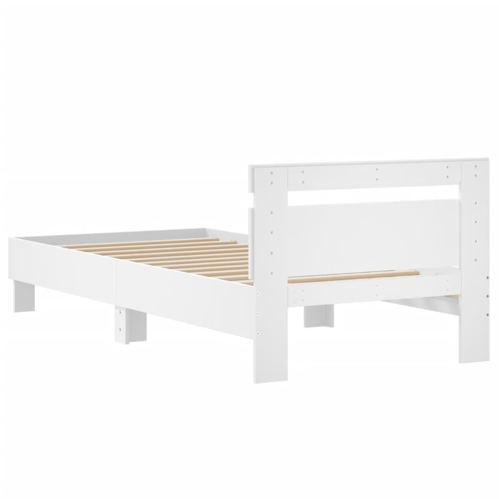 Cadre de lit sans matelas avec tête de lit blanc 90x190 cm - XIOS