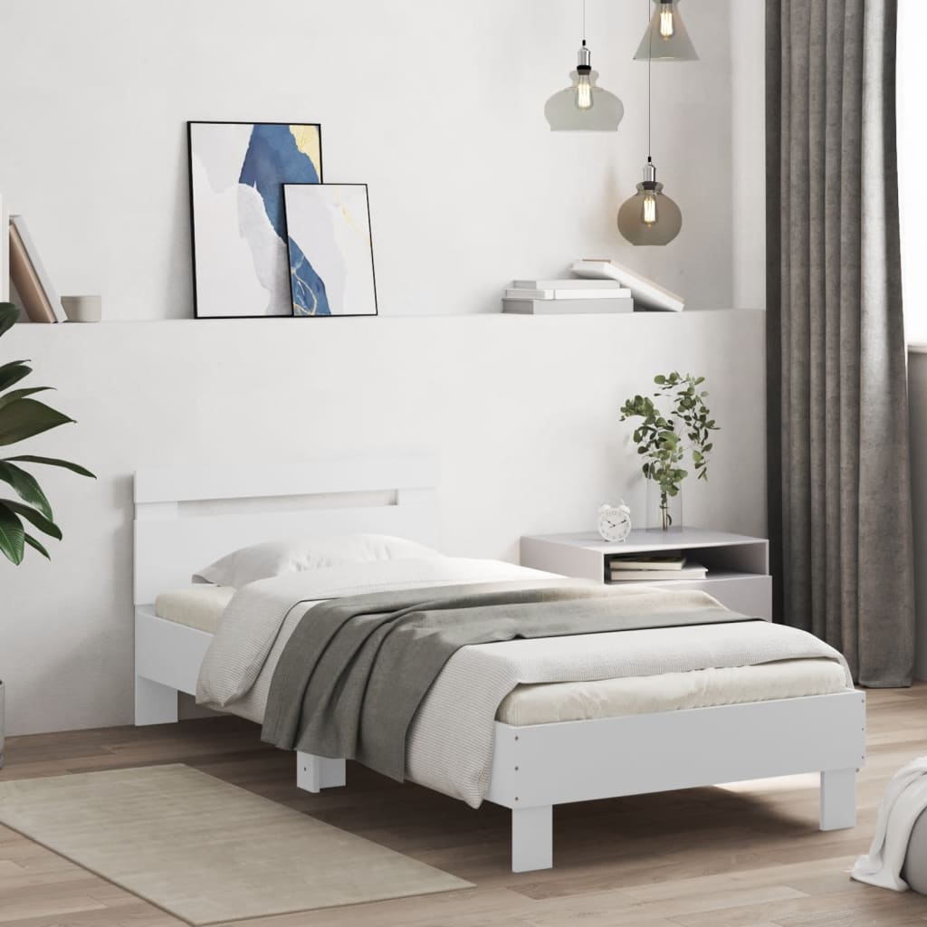 Cadre de lit sans matelas avec tête de lit blanc 90x190 cm - XIOS