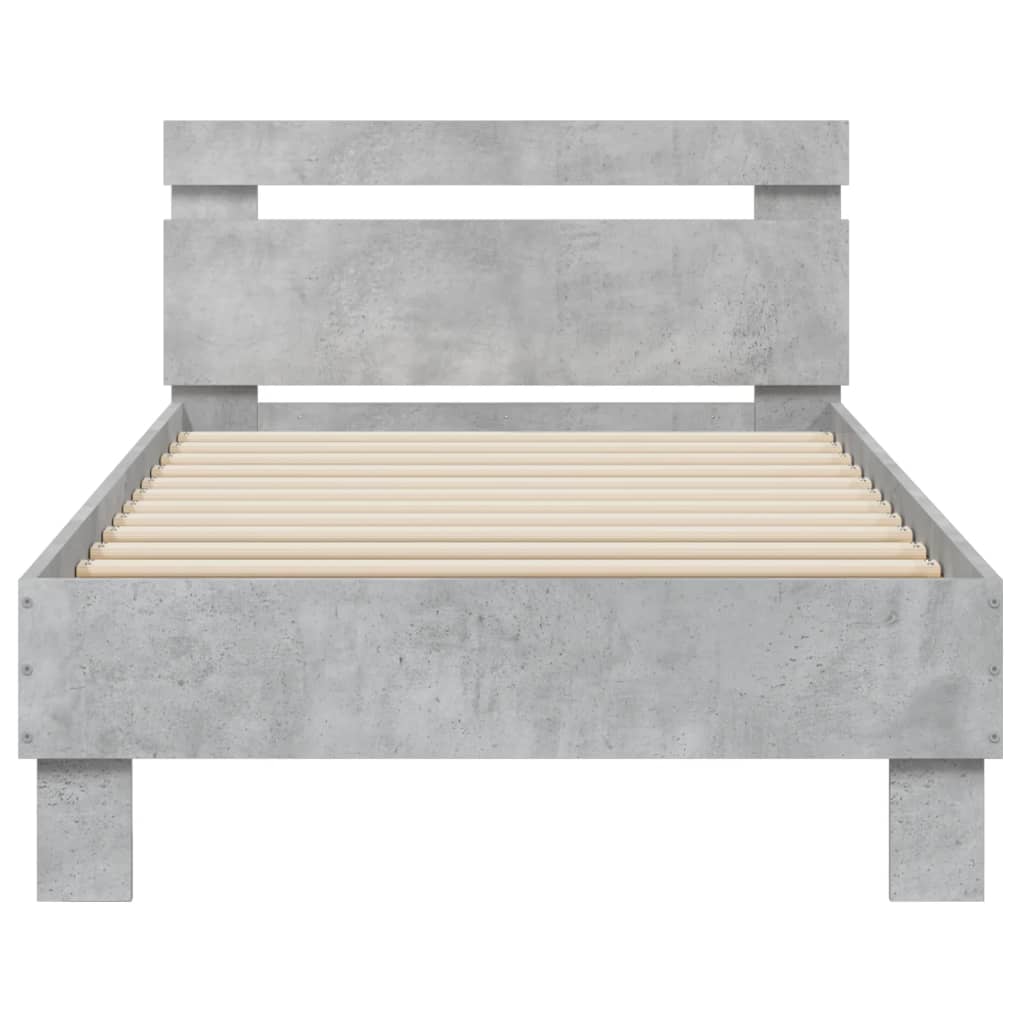 Cadre de lit sans matelas avec tête de lit gris béton 75x190 cm - XIOS