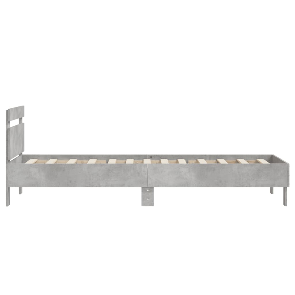 Cadre de lit sans matelas avec tête de lit gris béton 75x190 cm - XIOS