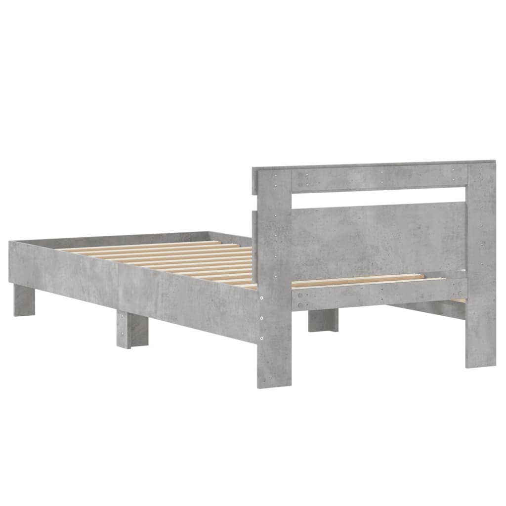 Cadre de lit sans matelas avec tête de lit gris béton 75x190 cm - XIOS