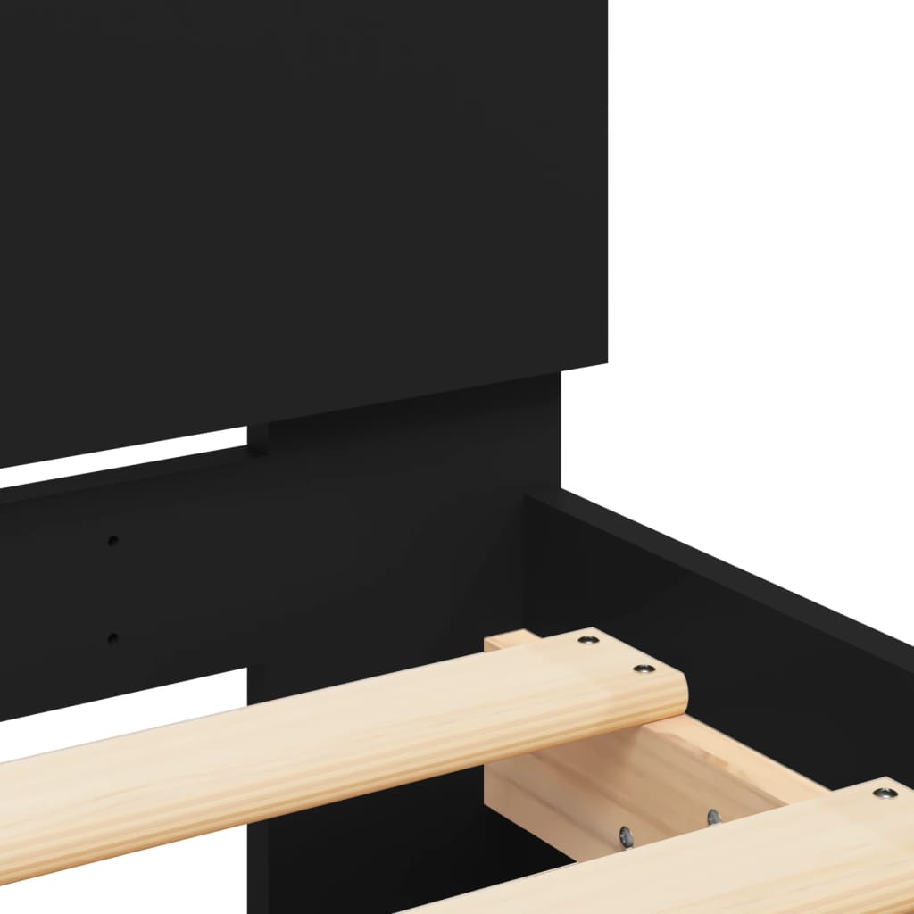 Cadre de lit sans matelas avec tête de lit noir 100x200 cm - XIOS