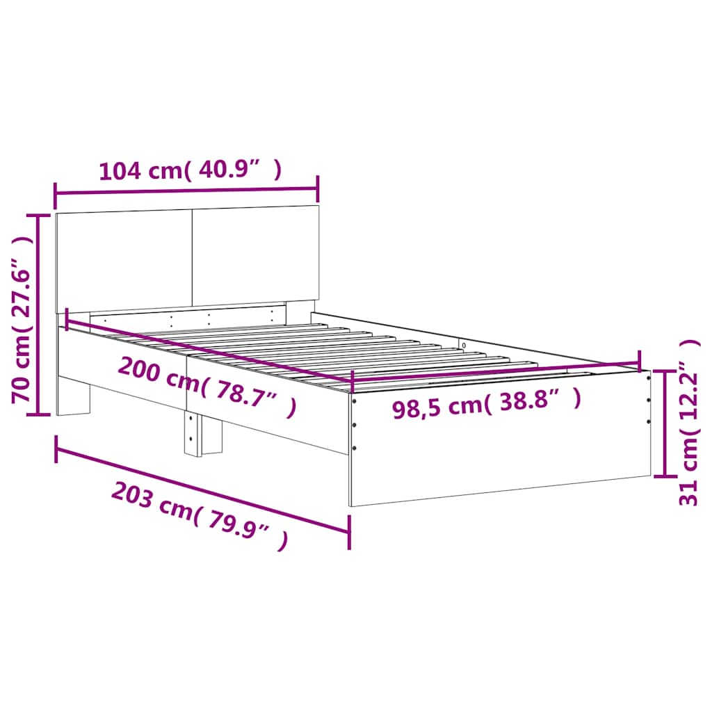 Cadre de lit sans matelas avec tête de lit 100x200 cm - XIOS