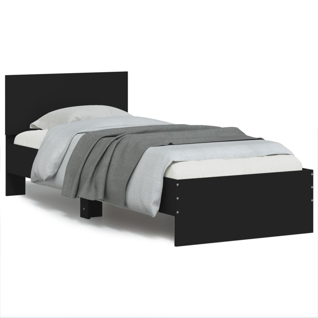 Cadre de lit sans matelas avec tête de lit noir 90x200 cm - XIOS