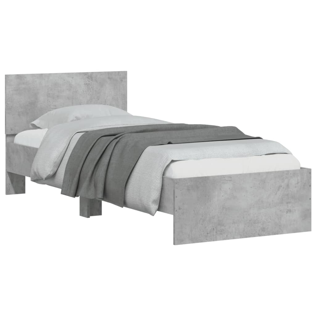 Cadre de lit sans matelas avec tête de lit gris béton 90x190 cm - XIOS