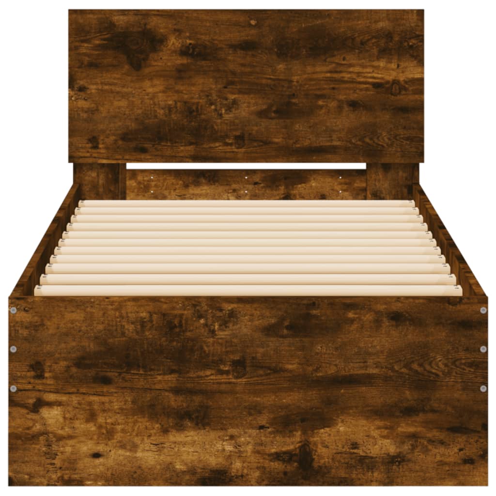 Cadre de lit sans matelas avec tête de lit chêne fumé 90x190 cm - XIOS