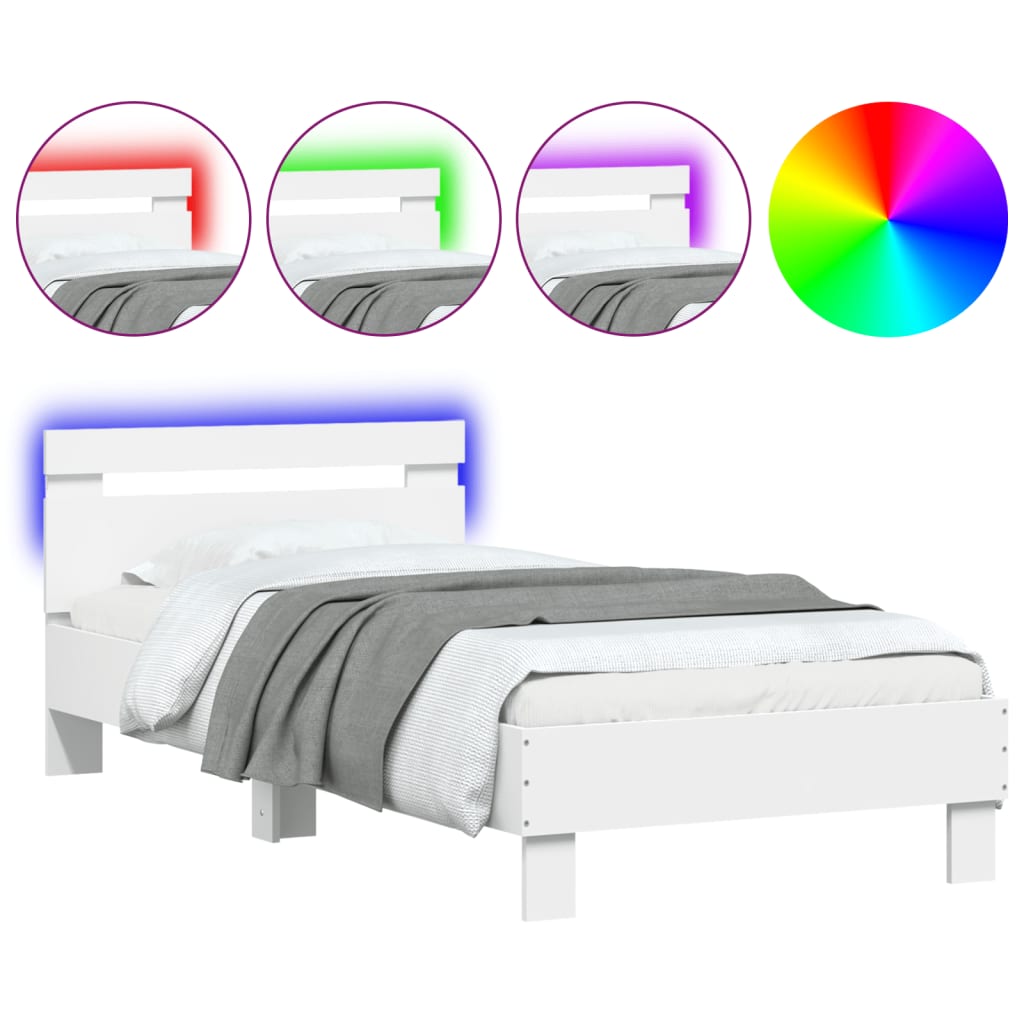 Cadre de lit sans matelas avec lumières LED blanc 90x190 cm - XIOS
