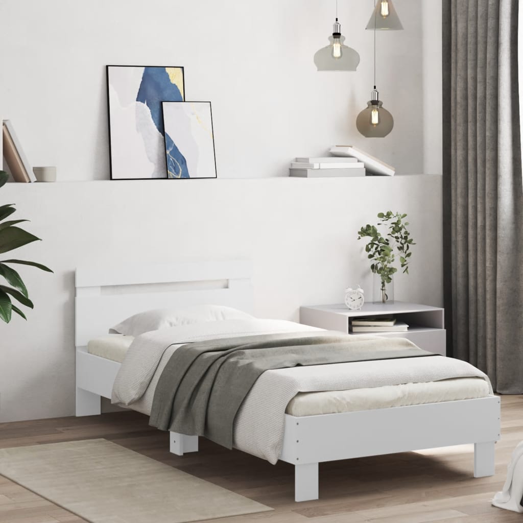 Cadre de lit sans matelas avec lumières LED blanc 90x190 cm - XIOS
