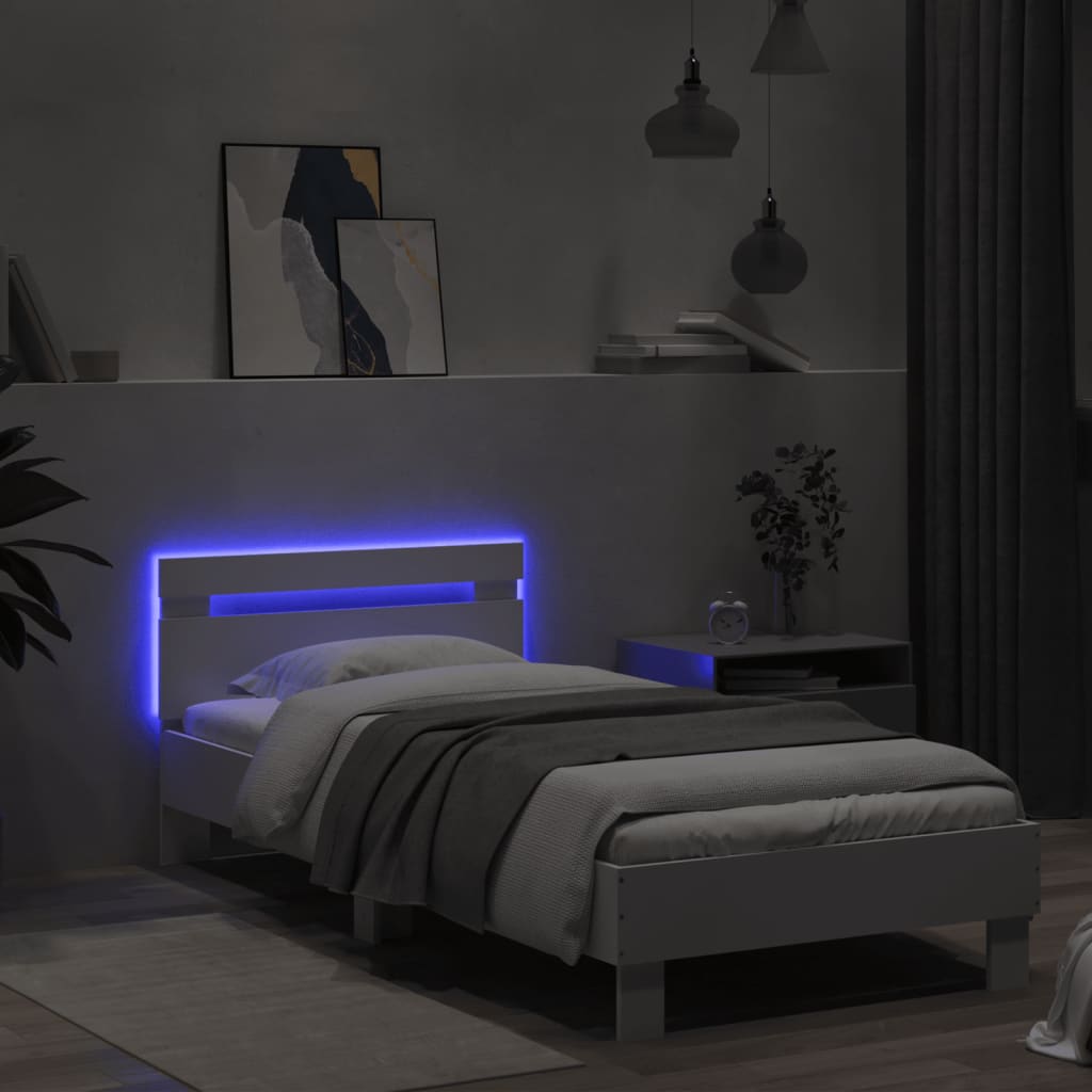 Cadre de lit sans matelas avec lumières LED blanc 90x190 cm - XIOS