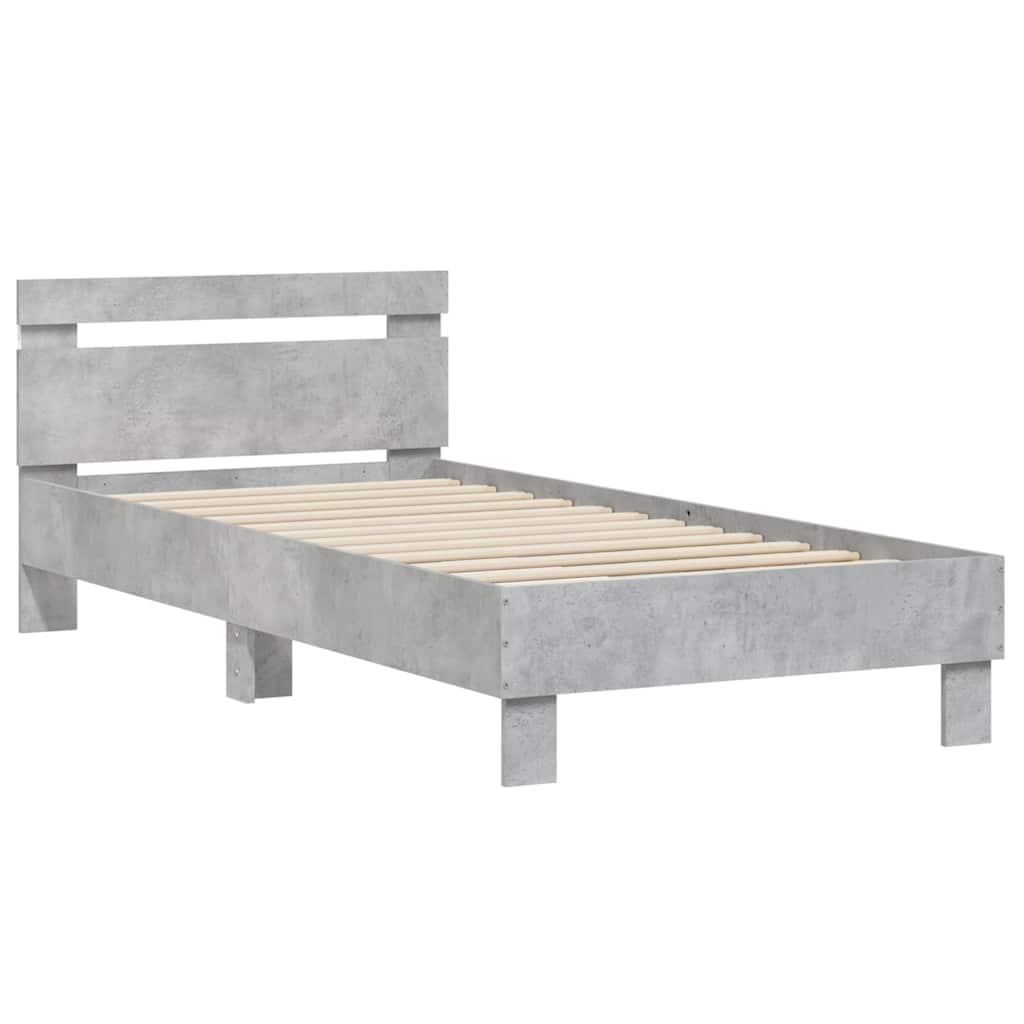 Cadre de lit sans matelas avec lumières LED gris béton 90x190cm - XIOS