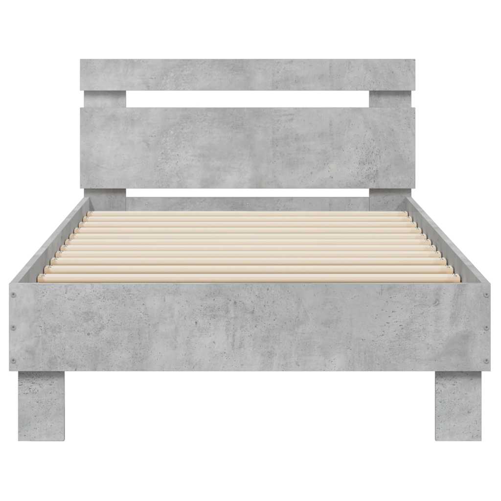 Cadre de lit sans matelas avec lumières LED gris béton 90x190cm - XIOS