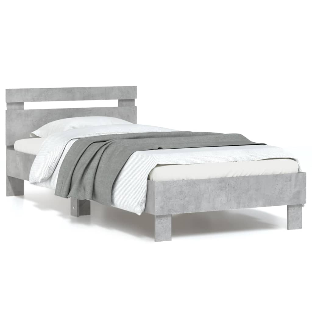 Cadre de lit sans matelas avec lumières LED gris béton 90x190cm - XIOS