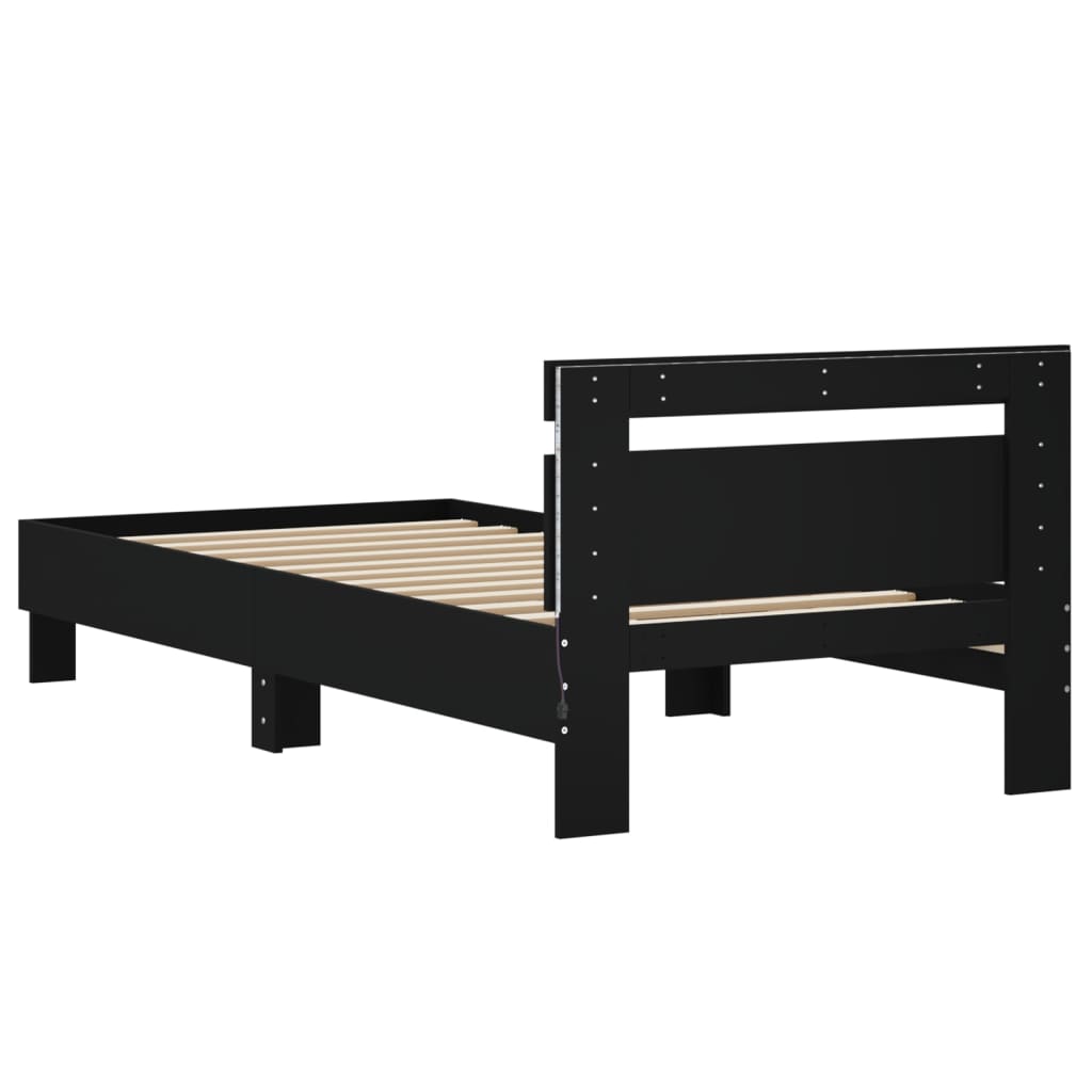 Cadre de lit sans matelas avec lumières LED noir 75x190 cm - XIOS