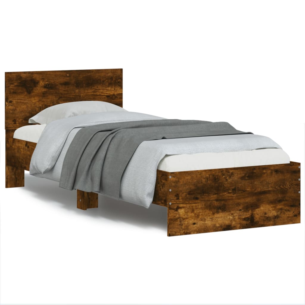 Cadre de lit sans matelas avec lumières LED chêne fumé 90x190cm - XIOS