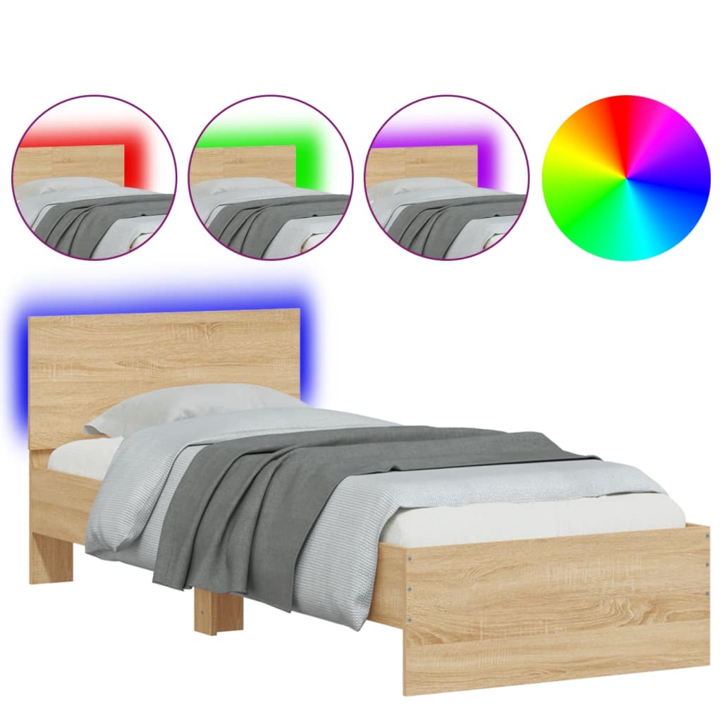 Cadre de lit sans matelas avec lumières LED 75x190 cm - XIOS