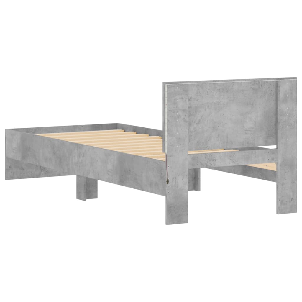Cadre de lit sans matelas avec lumières LED gris béton 75x190cm - XIOS