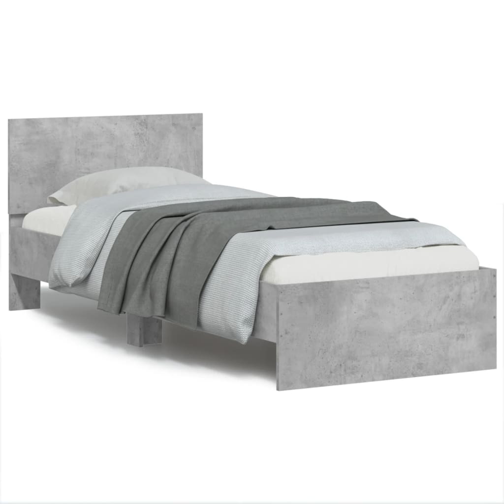 Cadre de lit sans matelas avec lumières LED gris béton 75x190cm - XIOS