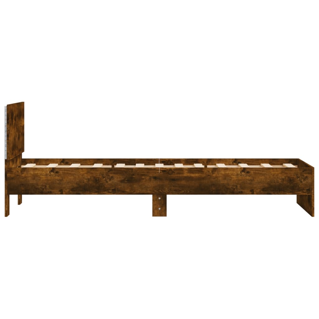 Cadre de lit sans matelas avec lumières LED chêne fumé 75x190cm - XIOS