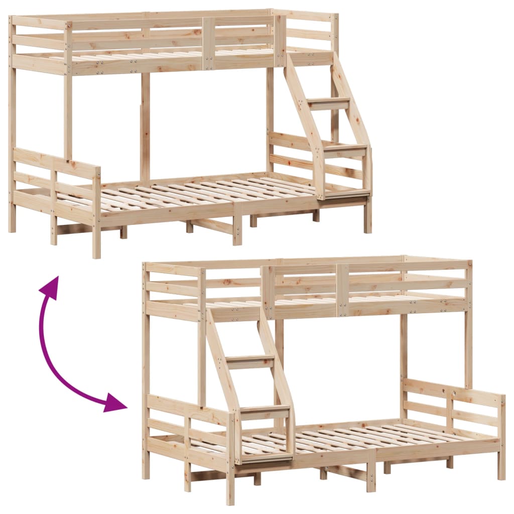 Lit superposé sans matelas 80x200/120x200 cm bois massif - XIOS