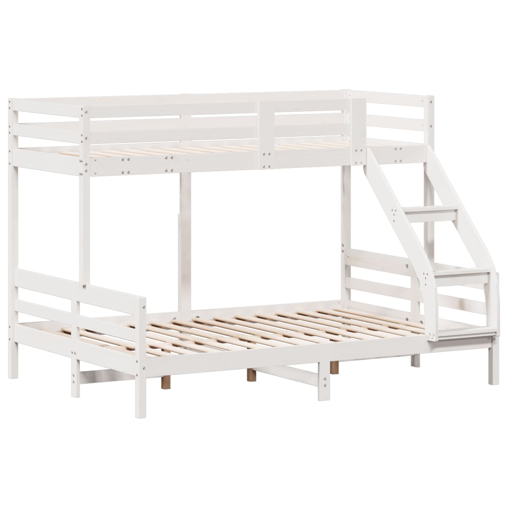 Lit superposé sans matelas 80x200/140x200 cm blanc bois massif - XIOS