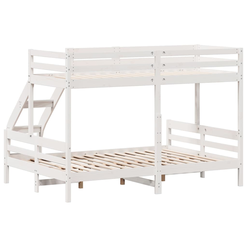 Lit superposé sans matelas 80x200/140x200 cm blanc bois massif - XIOS