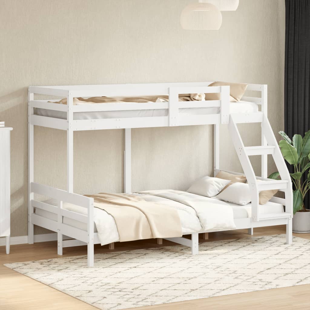 Lit superposé sans matelas 90x200/120x200 cm blanc bois massif - XIOS