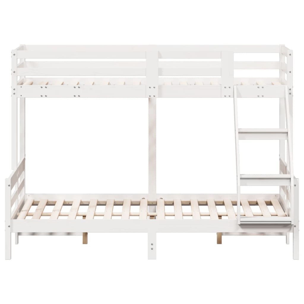 Lit superposé sans matelas 90x200/140x200 cm blanc bois massif - XIOS
