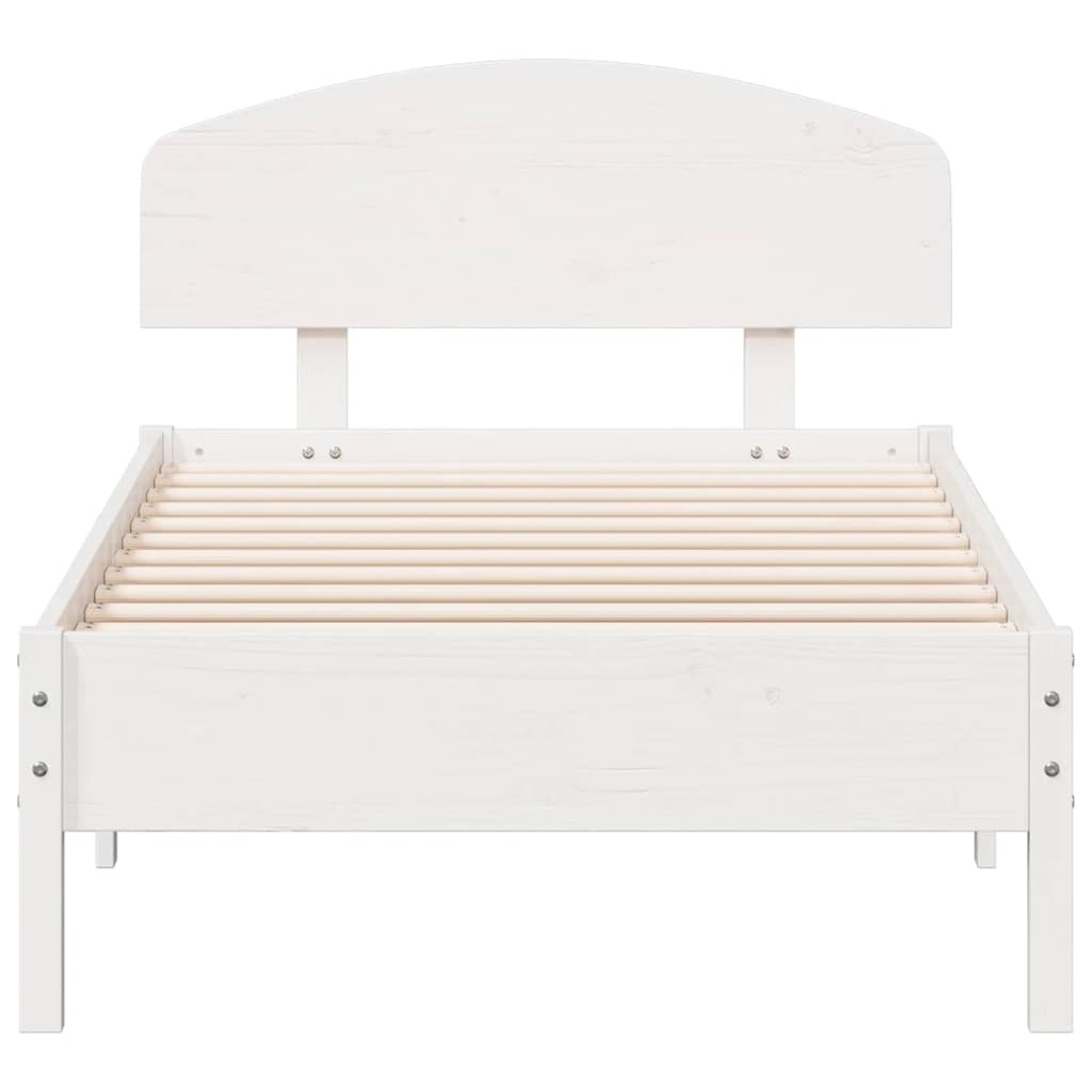 Cadre de lit sans matelas blanc 75x190 cm bois de pin massif - XIOS