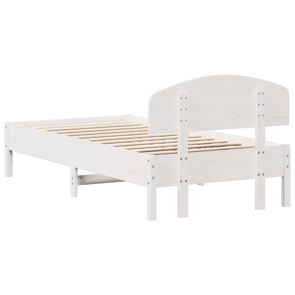 Cadre de lit sans matelas blanc 75x190 cm bois de pin massif - XIOS