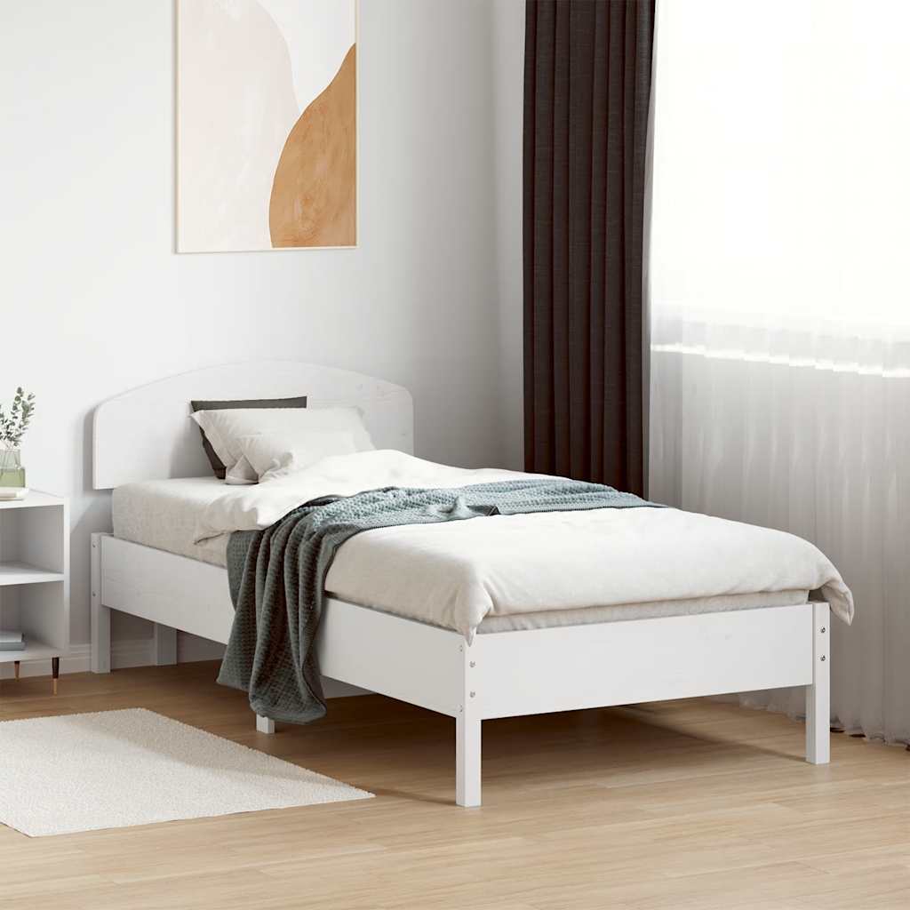 Cadre de lit sans matelas blanc 75x190 cm bois de pin massif - XIOS
