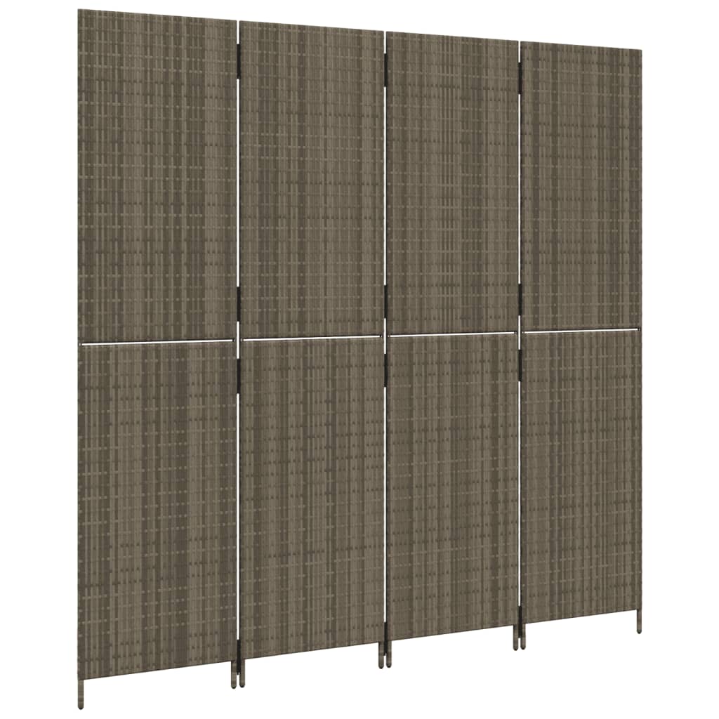 Cloison de séparation 4 panneaux gris résine tressée