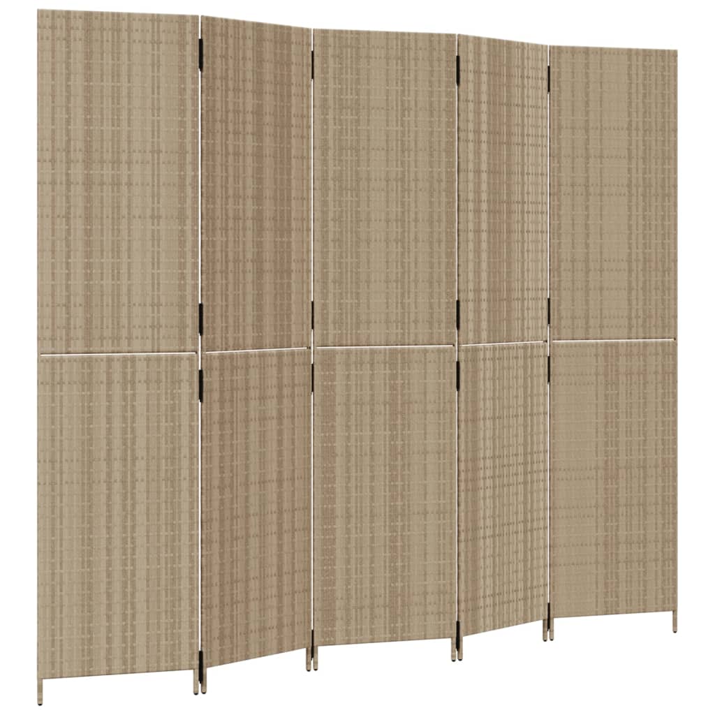 Cloison de séparation 5 panneaux beige résine tressée - XIOS