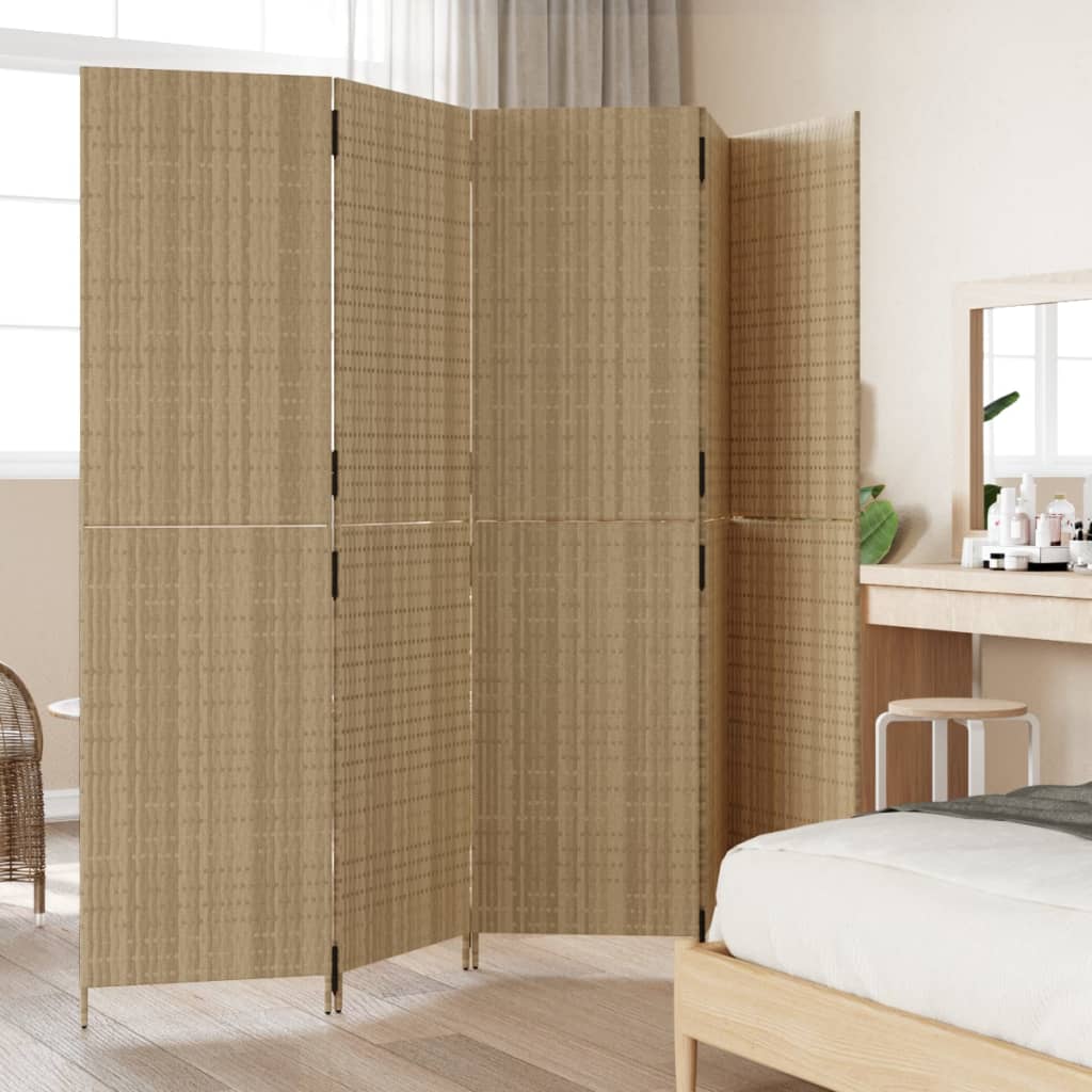 Cloison de séparation 5 panneaux beige résine tressée - XIOS