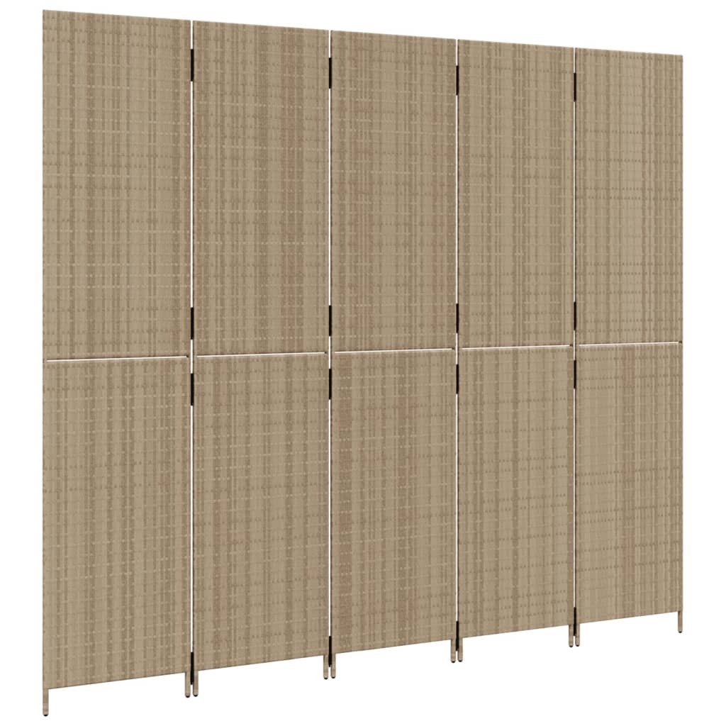 Cloison de séparation 5 panneaux beige résine tressée - XIOS