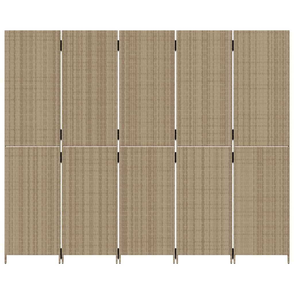 Cloison de séparation 5 panneaux beige résine tressée - XIOS